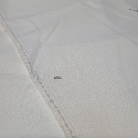 Table Runner Small Vintage Linen Floral Painted 32 Inch Long Lace Edge Handmade - Picture 6 of 9